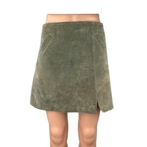 NEW Blank NYC Olive Green Faux Suede Zipper High Waisted Mini A-Line Skirt Sz 31
